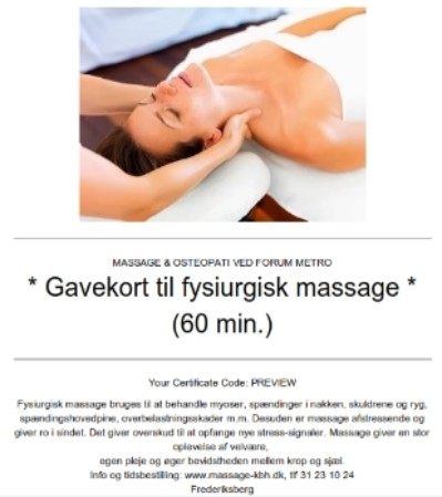 gavekort massage København